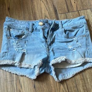 American Eagle Outfitters Blue Jean Shorts Distressed Frayed Hem (Bin V)​